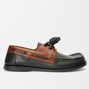 LOEWE - Campo Boat Shoe in Dark Caramel/Black Calfskin US12 - MSRP $1400 NWT